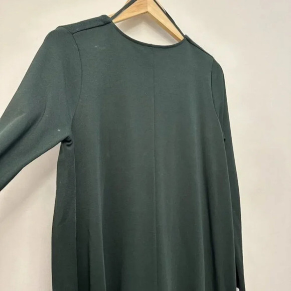 COS Wool Cotton Blend A-Line Long Sleeve Shift Jersey Dress Wool Panel Green M - Picture 12 of 16